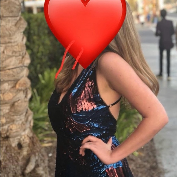 BCBGMaxAzria Black and Blue High Low Dress - Picture 5 of 5